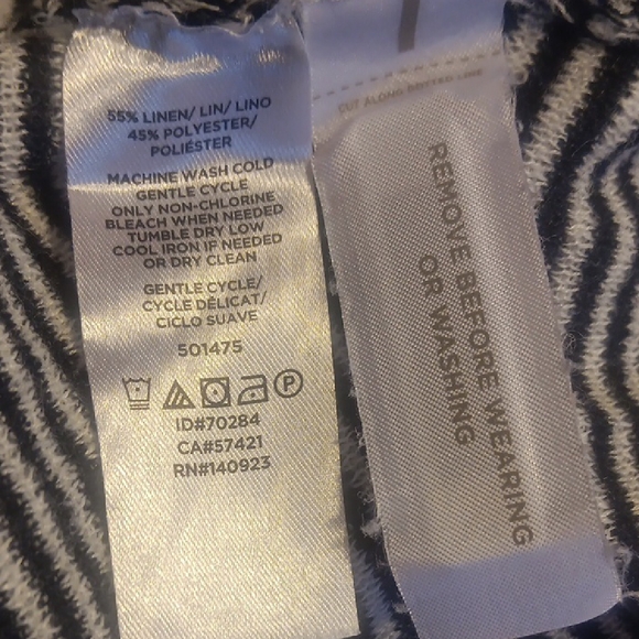 New! LOFT Navy and White Striped Open Cardigan - Picture 7 of 9